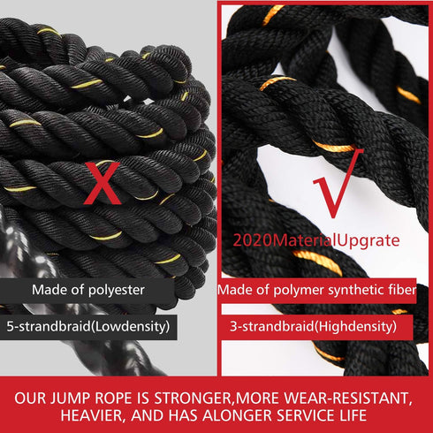 Heavy Jump Ropes for Fitness - 2LB/3LB/5LB Weighted Adult Skipping Rope for Total Body Workouts and Power Training.