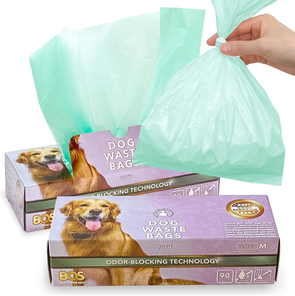 BOS Odor-Sealing Dog Poop Bags for Pet Waste - Disposal Doggy Bags