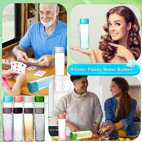 Faytark 16 17 oz Set 1) Pcs Plastic Water Bottle Bulk Leak-Proof Portable reusable Square Drink Water Bottles