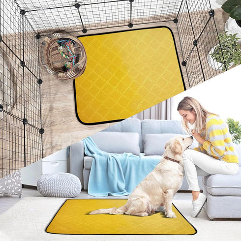 Zhirexin Lemon Yellow Washable Pee Pads for Dogs,Absorbent Reusable Puppy Pads Pet Training Pads for Whelping, Playpen