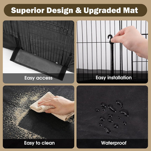 PAWING 20 Panels Small Animal Playpen with Removable Top Cover & Waterproof Mat - Durable Metal Wire Yard Fence