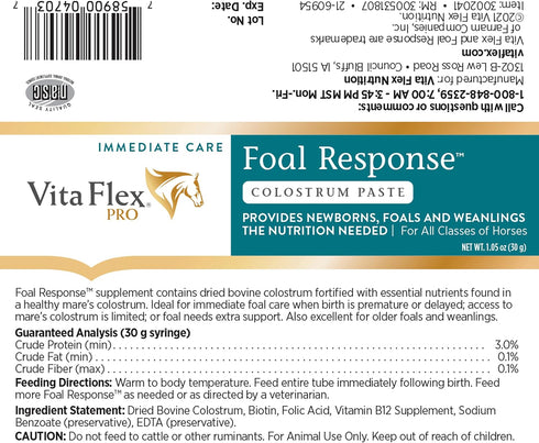 Farnam Vita Flex Pro Foal Supplement, Immediate Care Colostrum Paste, 1.05 Ounces