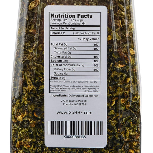 6 oz, Harmony House Dried Jalapeno Peppers Dehydrated Peppers For Cooking, Camping, Emergency Supply and More, Quart