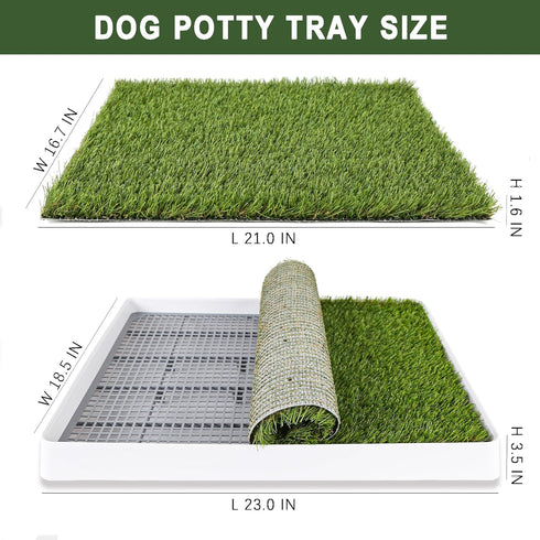 TURF XPRESS 18.5x23in, Dog Grass Pad with Tray Dog Litter Box for Puppy Potty Training, Indoor Pet Toilet Washable