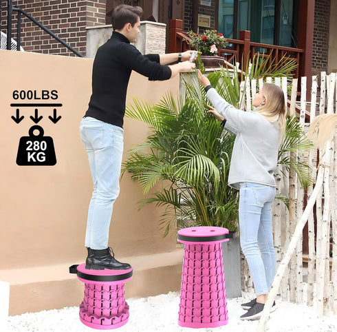 18" 600 lbs ALEVMOOM Upgraded Collapsible Stool with Cushion & Bag, H Portable Retractable Telescoping Folding Stool