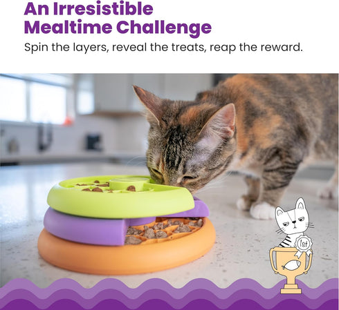 80+ Catstages Kitty Lickin' Layers Interactive Cat Slow Feeder Treat Puzzle Toy, Dry or Wet Food, Mental Stimulation