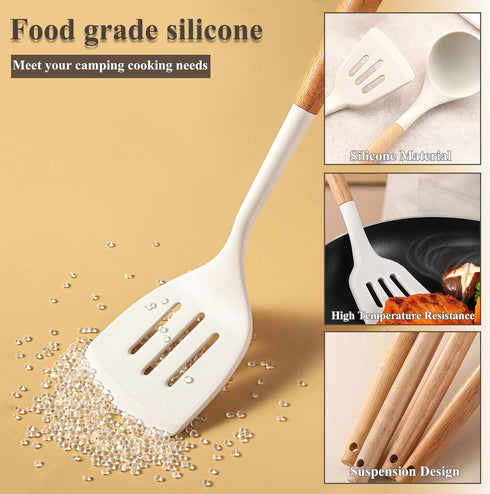 Portable Kitchen Cooking Utensils Set - Camping Gear Must-Have Supplies for Outdoor BBQ, Grill, Picnic, Hiking