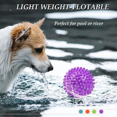 4.5” Squeaky Dog Balls, Toys for Medium Large Dogs, Spiky Ball for Aggressive Chewers, Big Outdoor Chew Toys