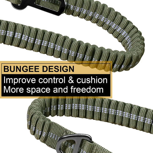 Heavy Duty Dog Leash with 2 Padded Handles & Easy Metal Clip, 4-6FT Shock Absorbing No Pull Leashes for Medium Large