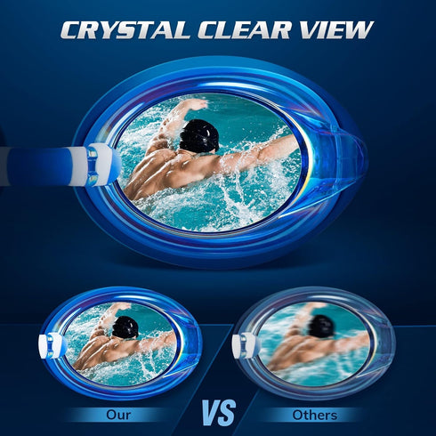 Portzon Dynamics Swim Goggles, Anti Fog Clear No Leaking Swimming Goggles for Adult Men and Women