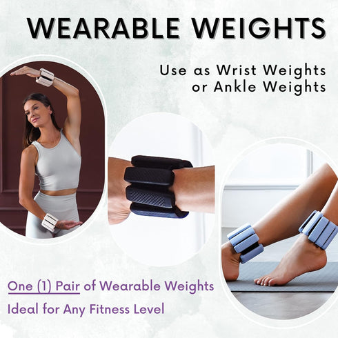 Wrist & Ankle Weights - 1 Pair - Wearable Ankle Weights for Exercise, Yoga, Walking, Running, Dance, Barre, Pilates,