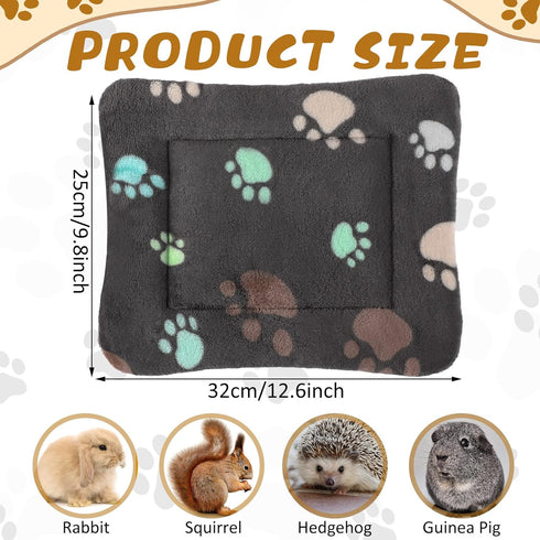 4 Pack Ultra Soft Dog Cat Bed Mat - Cozy Washable Thickened Pad with Cute Prints - Reversible Fleece for Small Animals