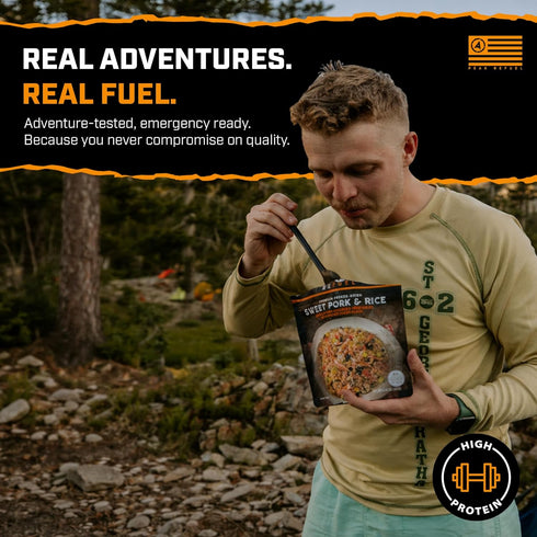 Backpacking 2-Pack (4 Peak Refuel Sweet Pork and Rice | Freeze-Dried Hiking, & Camping Meals | Amazing Taste | Real
