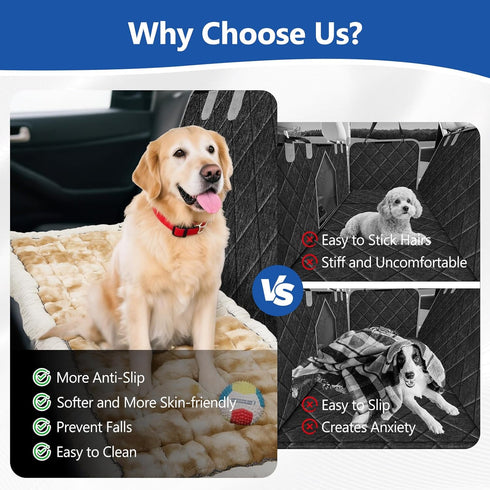 Thickened Dog Bed for Car Back Seat, Upgraded Bottom Non-SlipFits Hard Bottom car seat Cover for Dogs, Premium Mixed