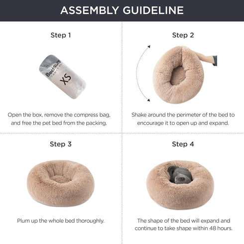 Bedsure Small Cat Bed for Indoor Cats, Washable 20 inches Anti-Slip Round Fluffy Plush Faux Fur Pet Bed, Fits up to 15