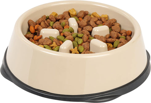 IRIS USA 4 Cups Slow Feeder Dog Bowl - Anti-Choking, Anti-Slip, Easy to Clean, Interactive Puzzle Toy for Healthy