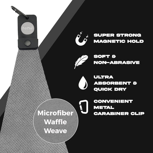 Magnetic Golf Towel with Clip for Men & Women, Waffle Weave Microfiber Towel for Strong Hold to Golf Bags