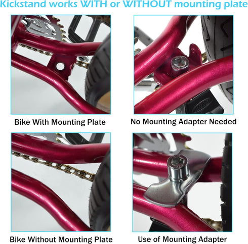 Lumintrail Adjustable Height Bike Kick Stands for Adult Bikes, Fits Most 24, 26, 27.5, 29 inch or 700c