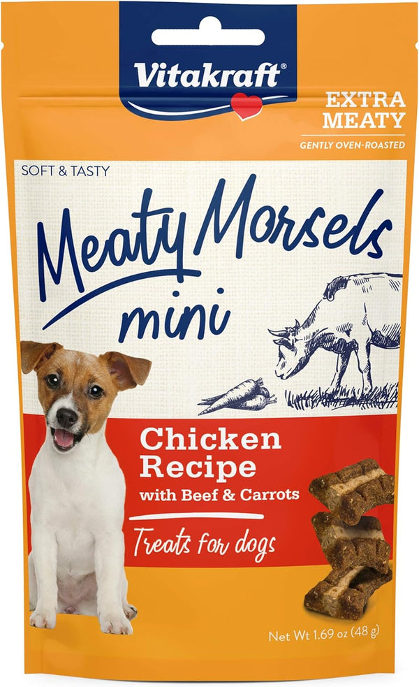 Vitakraft Meaty Morsels Mini Treats for Dogs, Chicken with Beef and Carrots, Super Soft Dog Training Treats