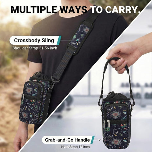 25/32/40/64 oz,Insulated AUPET Water Bottle Sling Bag Sleeve Holder Carrier Crossbody Water Bottle Case Cover