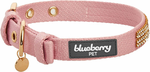 Blueberry Pet Sparkling Rhinestone Adjustable Dog Collar, Baby Pink, Neck 9-12.5", for Small Breed Dogs
