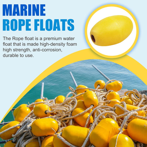 SILANON Marine Rope Floats, 4/6pcs Crab Trap Buoy Fishing Marker Buoys, Oval Water Floats for Boats Pool
