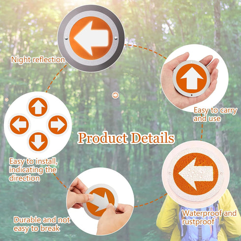 Reflective Trail Markers Bright Trail Signs Lightweight Glow Trail Arrows Markers for Tree Marking Reflector Camping