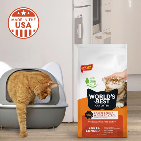 WORLD'S BEST CAT LITTER, Low Tracking & Dust Control, Multiple Cat Unscented 15-Pounds, Quick Clumping