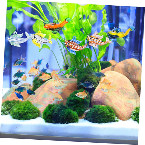 6 Pcs Floating Ball Pendant, All Glass Aquariums Float Frog Ornament, Aquarium Decor for Small Goldfish Fish Tank