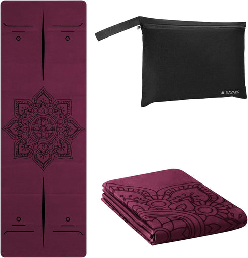 Navaris Foldable Yoga Mat - Non-Slip Portable Exercise Mat for Travel - 1/16" (1.5mm) Thick Pilates, Workout, Gym,