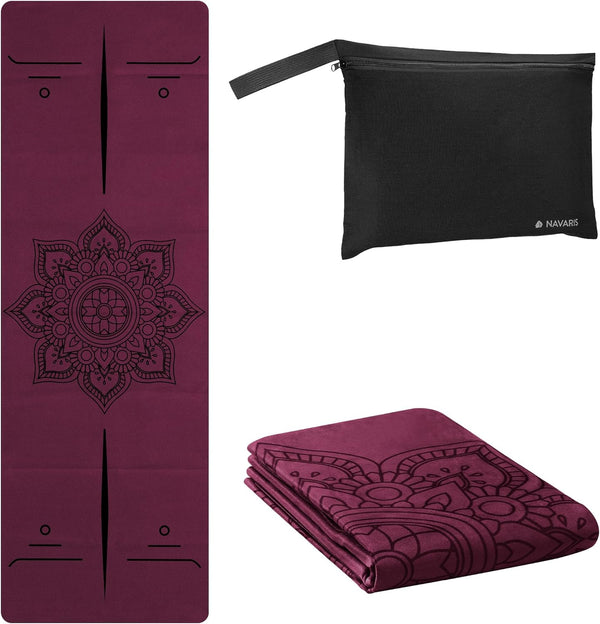 Navaris Foldable Yoga Mat - Non-Slip Portable Exercise Mat for Travel - 1/16" (1.5mm) Thick Pilates, Workout, Gym,