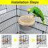 ASOCEA Bird Perch with Feeding Cups, Parrot Wood Stand Toy, Bird Cage Accessory with Stainless Steel Bowls