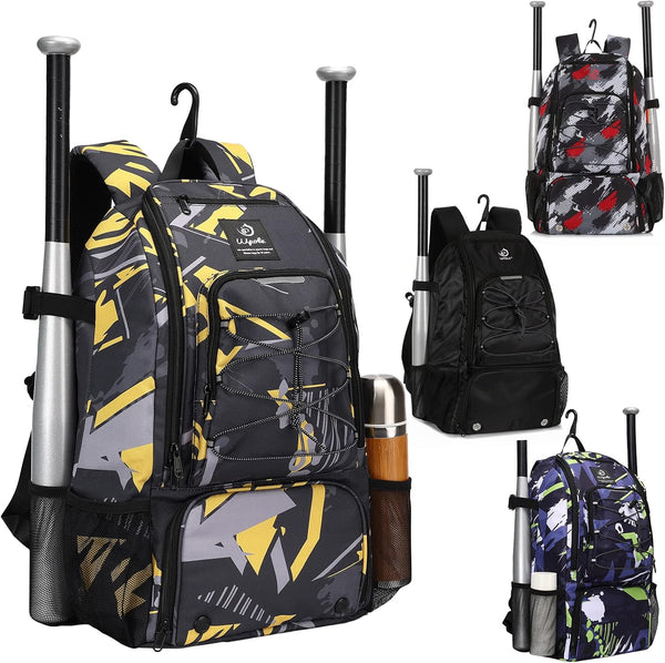 Sports Baseball & Softball Bat Bag for Youth & Adults, Backpack with Shoe Compartment and Fence Hook