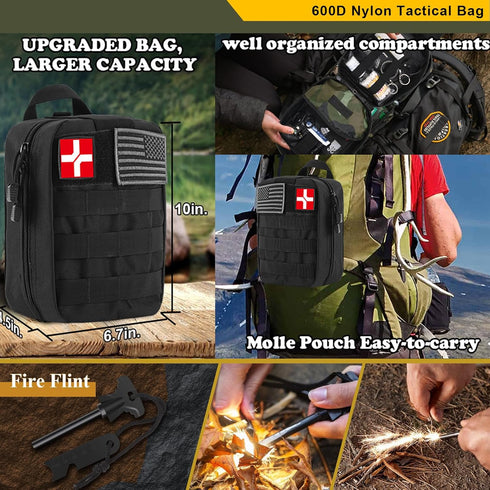 Abpir 318 PCS Emergency Survival Kit, Survival Gear and Equipment First Aid Kit Med Supplies for Vehicles Travel Car