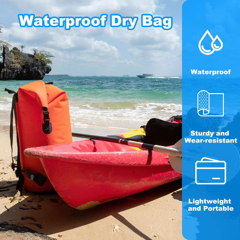 PATIKIL 12L Waterproof Dry Bag, Lightweight Roll Top Bag for Gym, Kayaking, Hiking, Camping, Orange