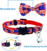 4th of July Cat Bow Tie Collar with Bell - Patriotic USA Flag Collars for Male and Female Cats
