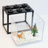 Small Sea Monkey Tank, Stackable Mini Betta Fish Tank Tinny Aquarium Kit with Aquarium Gravel, Moss Ball Tank Shrimp Tank 0.27 Gallon Acrylic Cube Fish Bowl for Shrimp Snails
