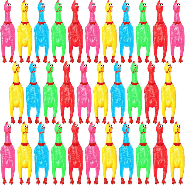 Honoson 32 Pcs 12'' Rubber Chicken Dog Toy | Squeeze Screaming Chicken Toy for Dogs