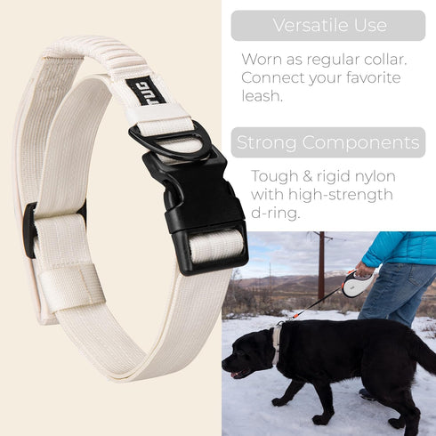 TUG Grab Collar with Integrated Traffic Leash, Magnetically Attached for Quick Control (Large/Cream)
