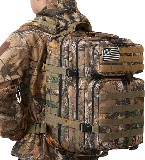 QT&QY 45L Military Tactical Backpack, Molle Army Assault Pack, 3 Day Bug Out Bag Hiking Trekking Rucksack