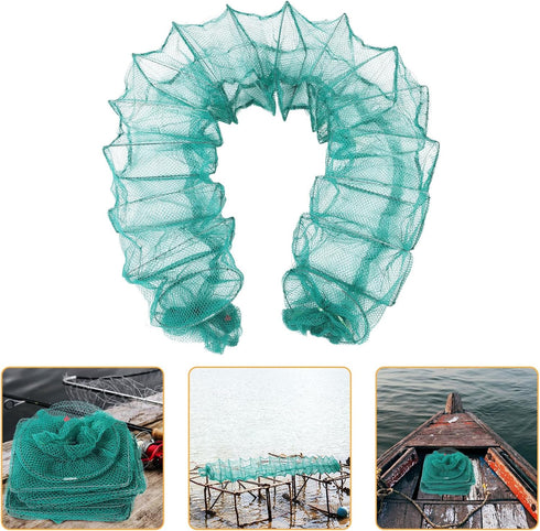 16 2.5m Angoily Collapsible Shrimp Net Trap Fishing Net Cage with Segments Mesh Fishing Trap for Crawfish Lobster