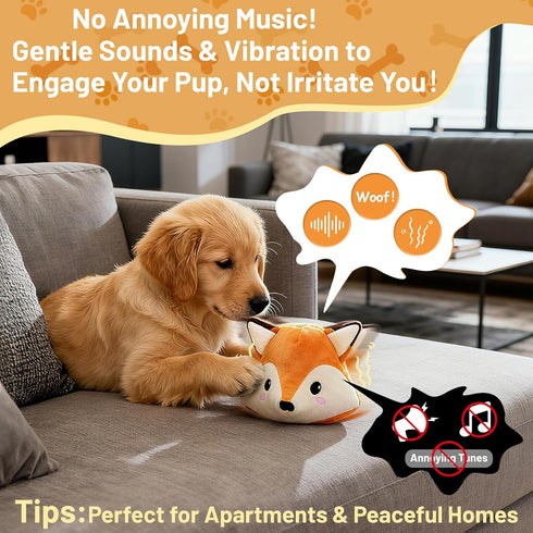 Interactive Fox Puppy Toy for Anxiety & Boredom Relief - Automatic Self-Moving, Bouncing & Vibrating with Sound