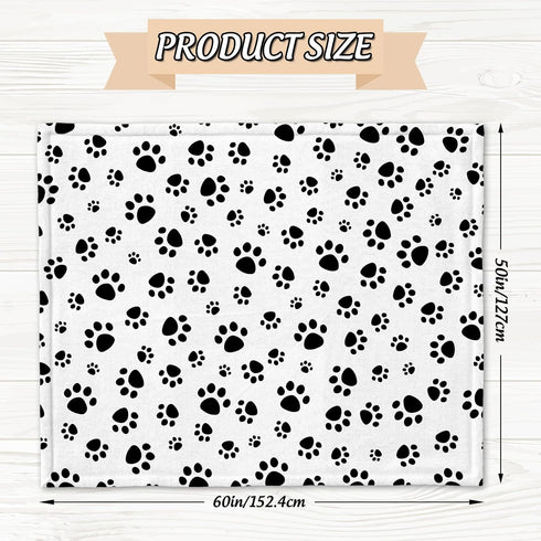 Dog Paw Print Fuzzy Throw Blanket Decorative Cute Soft Cozy Flannel Blanket for Medium Small Pet Puppy Essentials Home Bed Sofa Car Protector, 50 x 60in by JarThenaAMCS