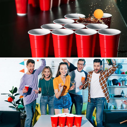 Qinyoung 76 Set Pcs Cups and Balls Game for Party, Plastic Flip Cup Stacking Game Colorful Reusable Table Tennis Ball