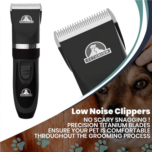 Professional Dog Grooming Kit - Cordless Low Noise Clippers for Thick Coats, Includes Nail Trimmer & Shears