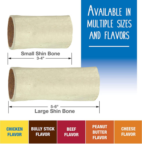 Cadet Double Stuffed Shin Bone, Highly Digestible, High Protein Dog Chew Bone, Bacon & Cheese Flavor, Large