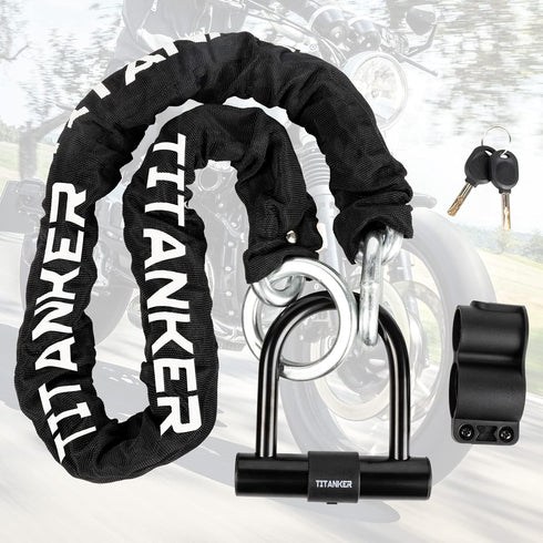 Titanker Heavy Duty Motorcycle Chain Lock with 2 Keys, 14mm Thick U Lock for Bicycles