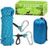 Dog Tie Out Cable for Camping - 50ft/70ft/100ft Reflective Overhead Trolley System for Dogs up to 300lbs