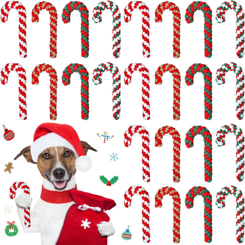 Liliful 24 Pieces Christmas in July Dog Rope Toys | Candy Cane Chew Toys for Small Medium Large Dogs
