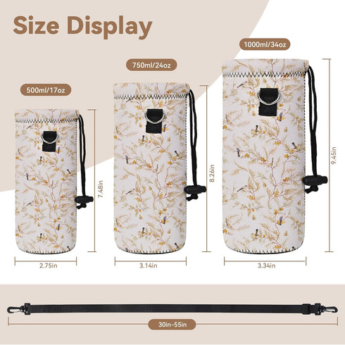 RICHEN Neoprene Water Bottle Carrier Bag with Adjustable Shoulder Strap,Insulated Water Bottle Cover for Stainless